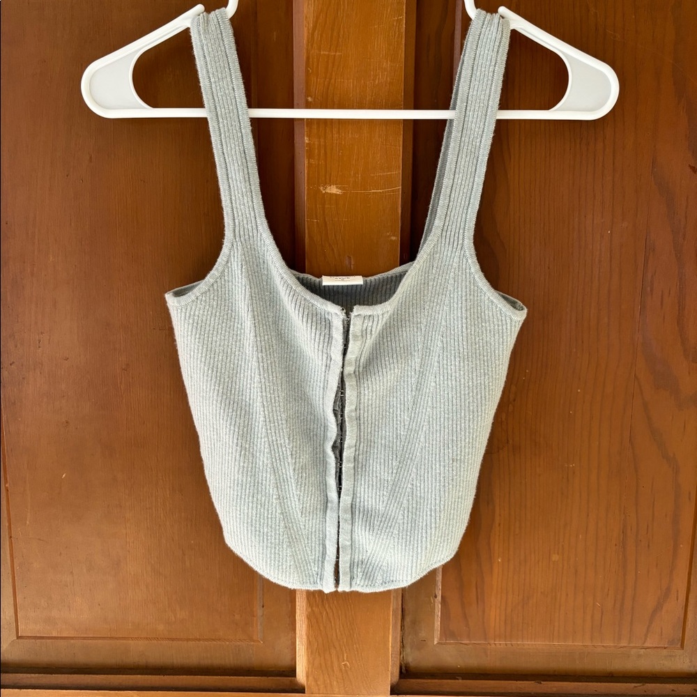 Abercrombie & Fitch pale blue cropped sweater tank with hooks